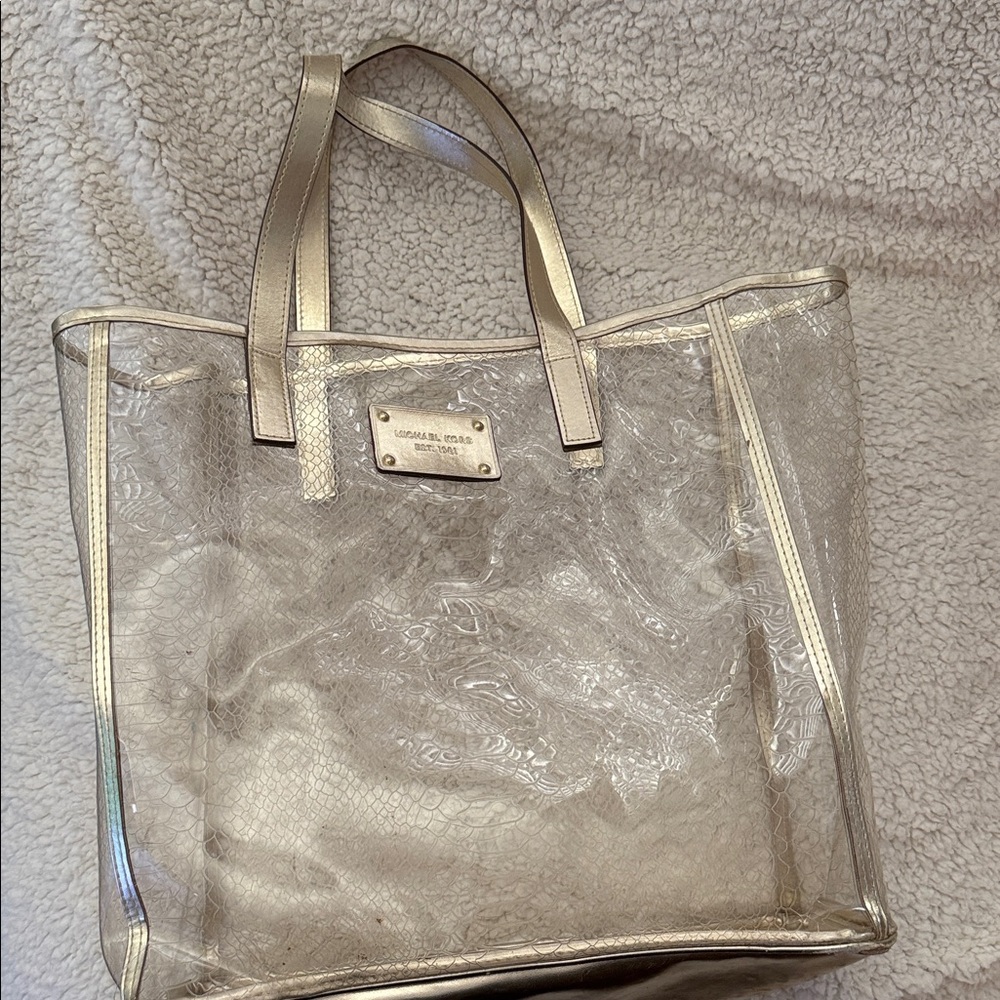Michael Kors Transparent Gold Tote Bag